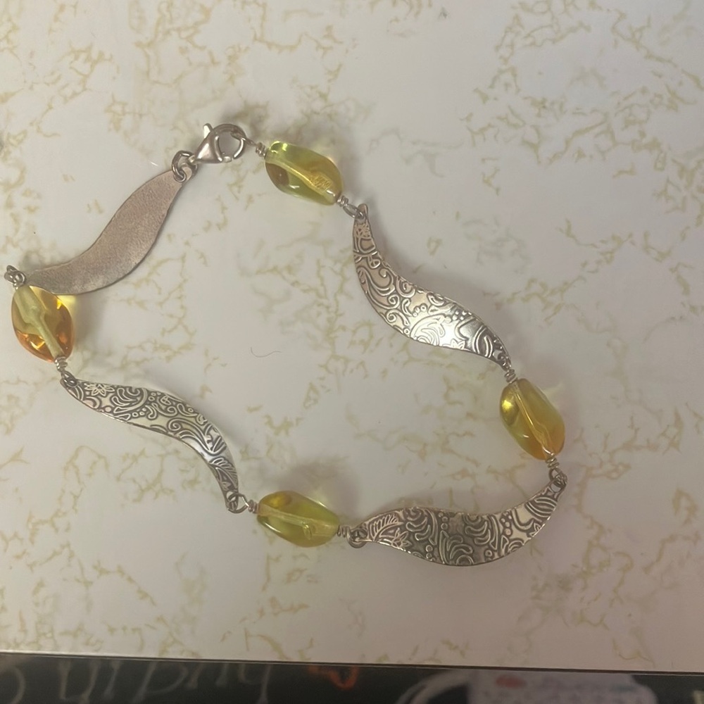 Elegant Silver and Yellow Bracelet